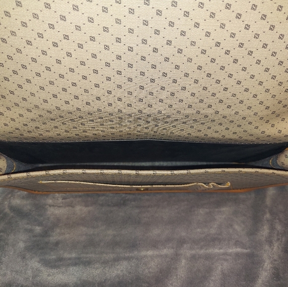 EUC LAPTOP NOTEBOOK MESSENGER BAG GRAY & TAN LEATHER CROSSBODY / SHOULDER STRAP - Picture 7 of 7